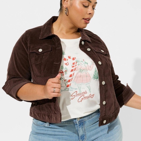 Torrid New Brown Corduroy Trucker Jacket 1 - Picture 2 of 6
